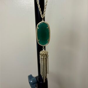 Kendra Scott Gold and Green Tassel Necklace